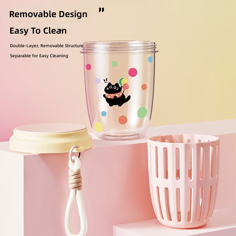 Portable Fruit Cup with Fork & Spoon, Double-Layer Salad Box for Picnic - Image 4