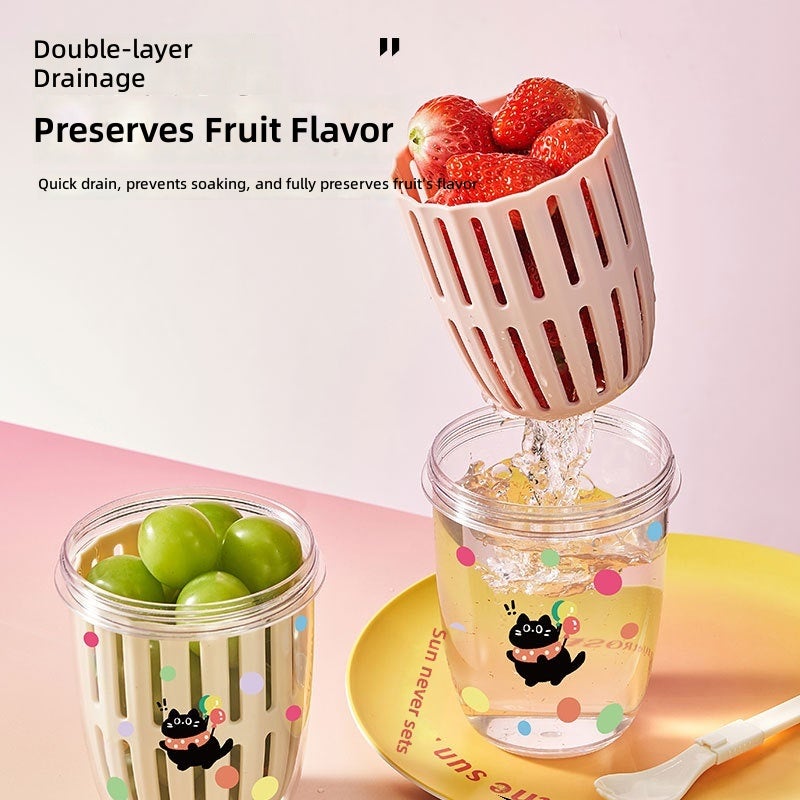 Portable Fruit Cup with Fork & Spoon, Double-Layer Salad Box for Picnic - Image 3