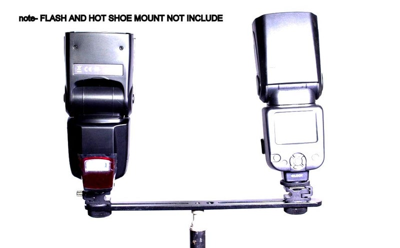 SHOPEE حامل فلاش مزدوج مع برغي مزدوج 1/4" و 3/8" وقاعدة ضوء فيديو مع حذاء ساخن لحامل سرعة مستقيم لكاميرتين متوافقتين مع التصوير الفوتوغرافي، الاستوديو، ضوء LED، حامل، ترايبود، DSLR - Image 5