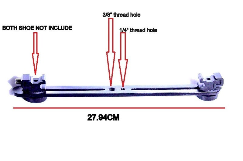 SHOPEE حامل فلاش مزدوج مع برغي مزدوج 1/4" و 3/8" وقاعدة ضوء فيديو مع حذاء ساخن لحامل سرعة مستقيم لكاميرتين متوافقتين مع التصوير الفوتوغرافي، الاستوديو، ضوء LED، حامل، ترايبود، DSLR - Image 3