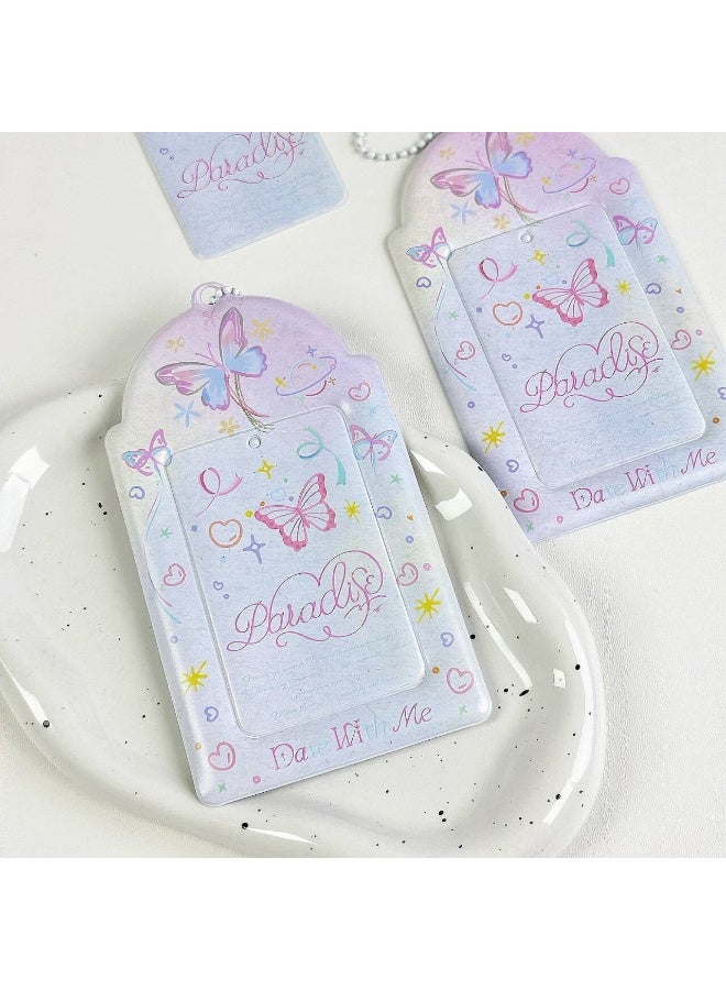NIBEMINENT 1 - Piece Hand-painted Wind Butterfly Kpop Photo Card Holder Pendant Key Chain ID Badge Holder ID Card Holder Photo Card Protector for School ID Office ID Access Card for Women Girls - Image 2