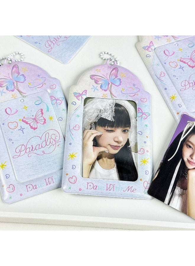 NIBEMINENT 1 - Piece Hand-painted Wind Butterfly Kpop Photo Card Holder Pendant Key Chain ID Badge Holder ID Card Holder Photo Card Protector for School ID Office ID Access Card for Women Girls - Image 1