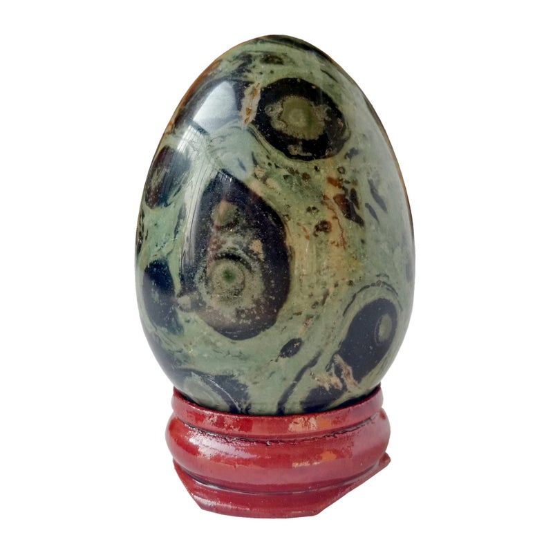 Natural Kambaba Jasper EggShape Meditation Chakra and Home Decor Balancing Gemstone and Crystals Figurines Kit196x 137Reiki Healers and Yoga Practionerwith Wooden Stand