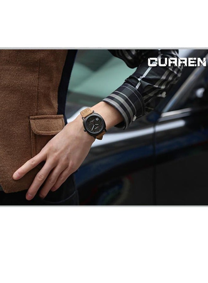 CURREN CURREN 8139 Men's Quartz Watch Fashion Retro Brown Leather Strap Waterproof Business Wristwatch for Male - Image 4
