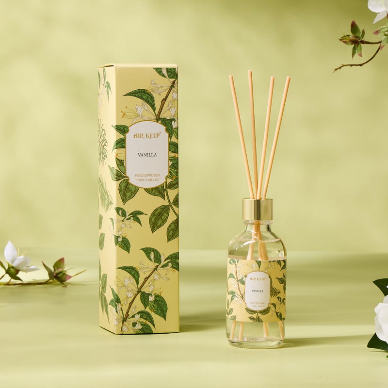 Airkeep Reed Diffuser Oil Set with Reed Sticks,Vanilla Aromatherapy Oil Scent Diffuser for Home Office Bathroom Decoration Perfume and Gifts 3.38 oz/100ml - Image 3