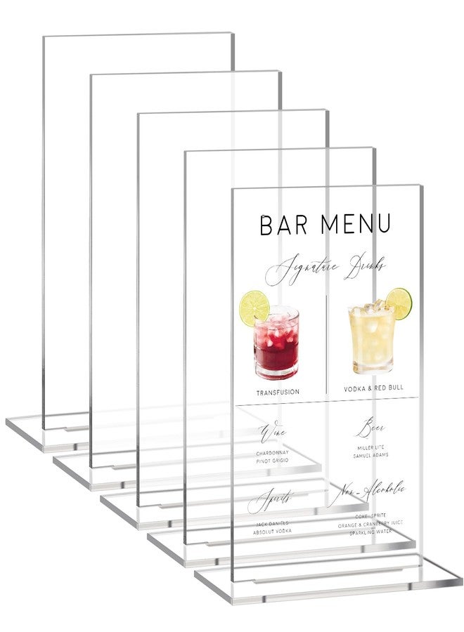 JINMURY 8x10 Inch Clear Acrylic Sign with Stand | 5 Pack Blank Acrylic Table Signs and Base for DIY Wedding Table Numbers, Wedding Signage, Events& Parties - Image 1