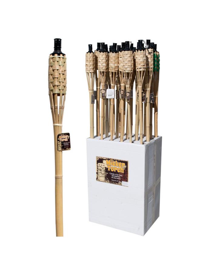 كولي مصباح يدوي خارجي من الخيزران على شكل جزيرة مقطوع بزاوية، بني 60 بوصة - Image 2