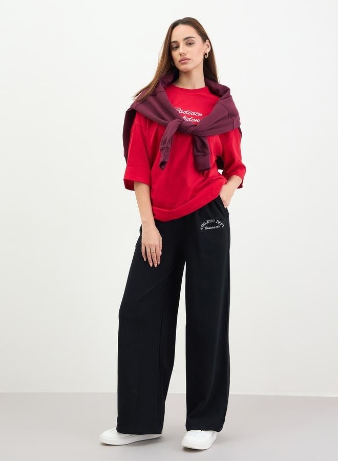 Styli Red Embroidered Oversized T-Shirt - Image 2