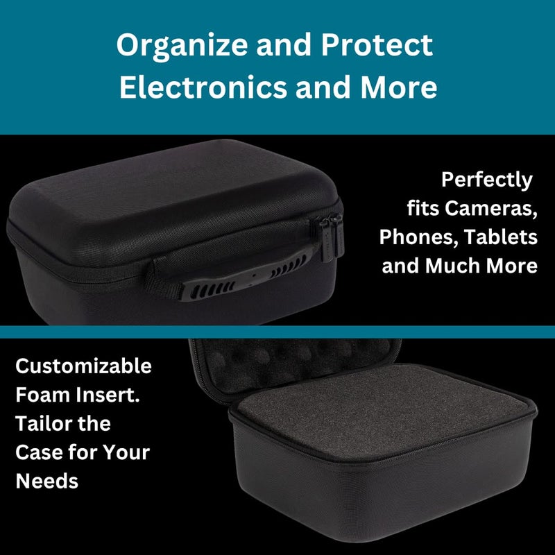 Caseling Hard Case With Customizable Protective Foam - Interior: 9.5" x 7.5" x 4.75" - Lightweight Hard Shell Camera Case with Zipper for GoPro, Camera, Electronics, Cosmetic, Makeup & More - EVA Protection - Image 4