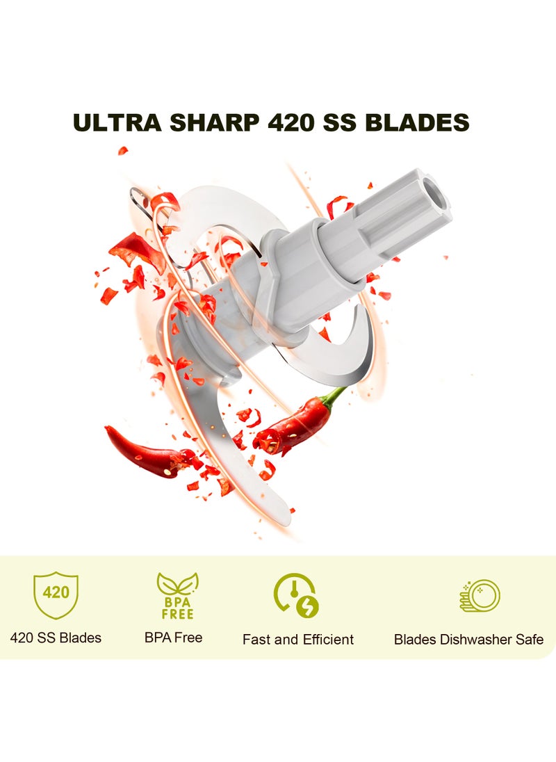 Bright Home - Bright Home  Mini Chopper with 3 Blades Quick Handy Fruit Chopper for Easy Chopping Manual Food Processor Portable Hand Pull String Garlic Mincer Onion Cutter for Veggies, Ginger, Fruits, Nuts - Image 1