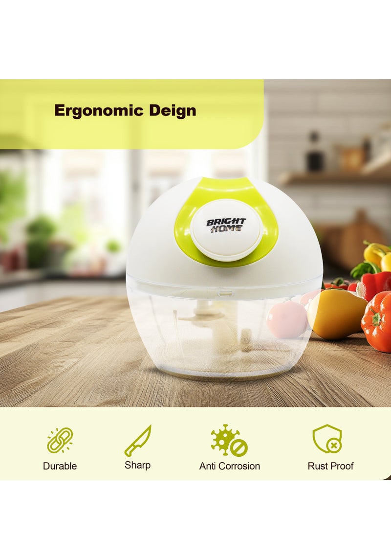 Bright Home - Bright Home  Mini Chopper with 3 Blades Quick Handy Fruit Chopper for Easy Chopping Manual Food Processor Portable Hand Pull String Garlic Mincer Onion Cutter for Veggies, Ginger, Fruits, Nuts - Image 1