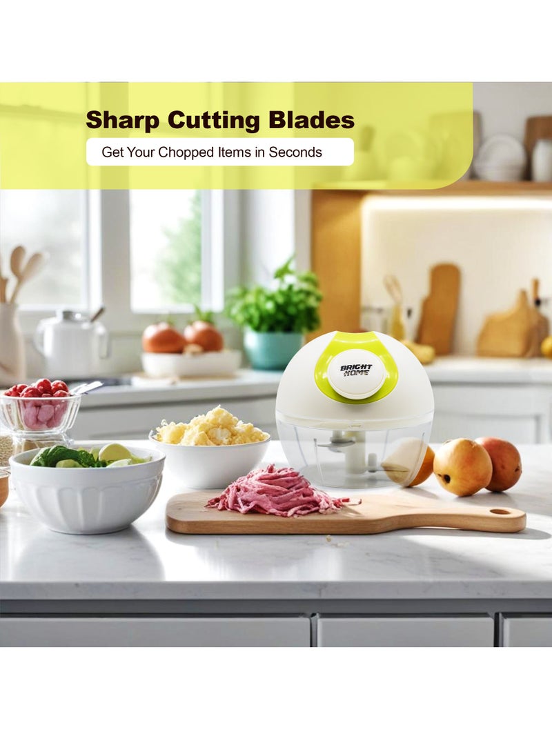 Bright Home - Bright Home  Mini Chopper with 3 Blades Quick Handy Fruit Chopper for Easy Chopping Manual Food Processor Portable Hand Pull String Garlic Mincer Onion Cutter for Veggies, Ginger, Fruits, Nuts - Image 1