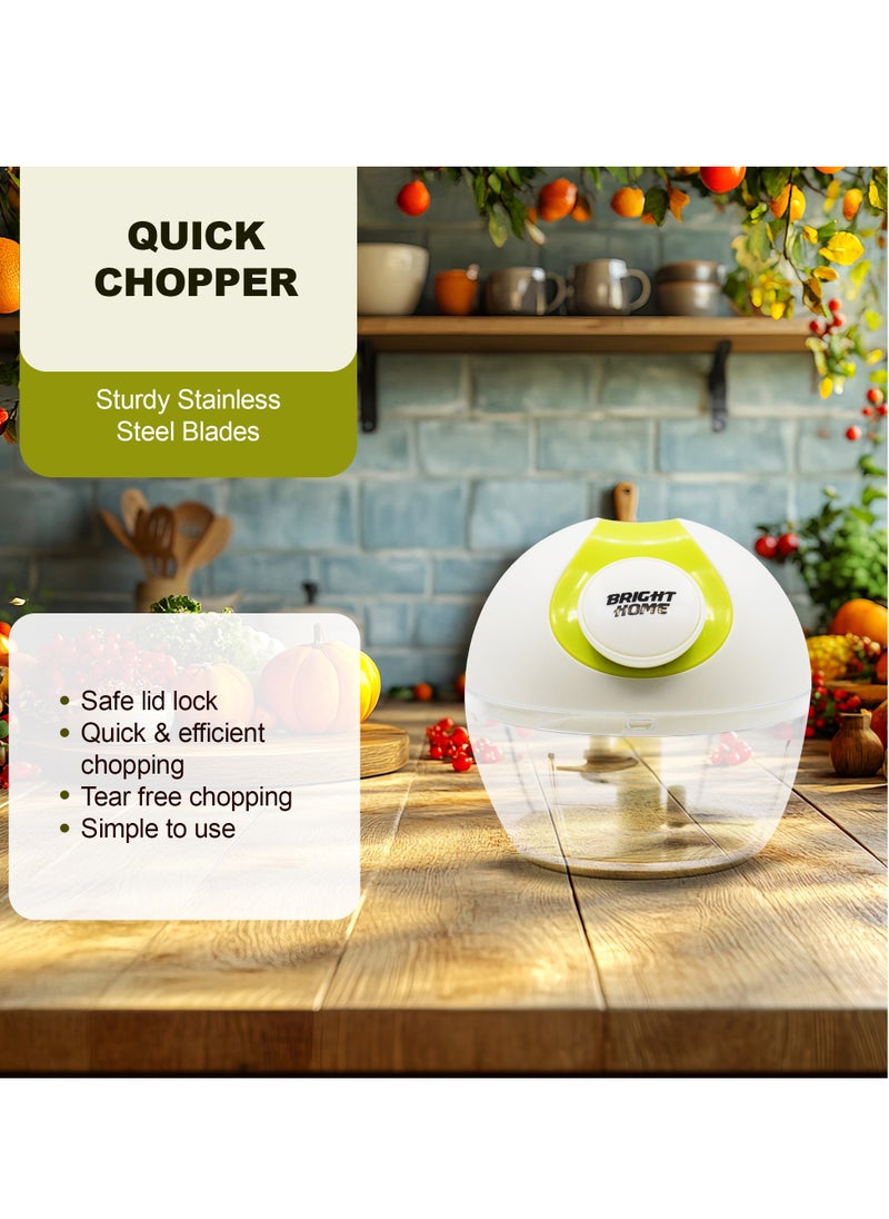 Bright Home - Bright Home  Mini Chopper with 3 Blades Quick Handy Fruit Chopper for Easy Chopping Manual Food Processor Portable Hand Pull String Garlic Mincer Onion Cutter for Veggies, Ginger, Fruits, Nuts - Image 1