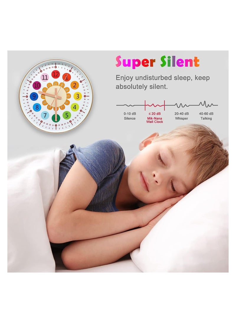 Zikra Learning Clock for Kids, Telling Time Teaching Clock, Kids Room Wall Decor, Silent Non Ticking Analog Battery Operated Learning Clock for Kids Room, Bedrooms, Playroom, School - Image 4
