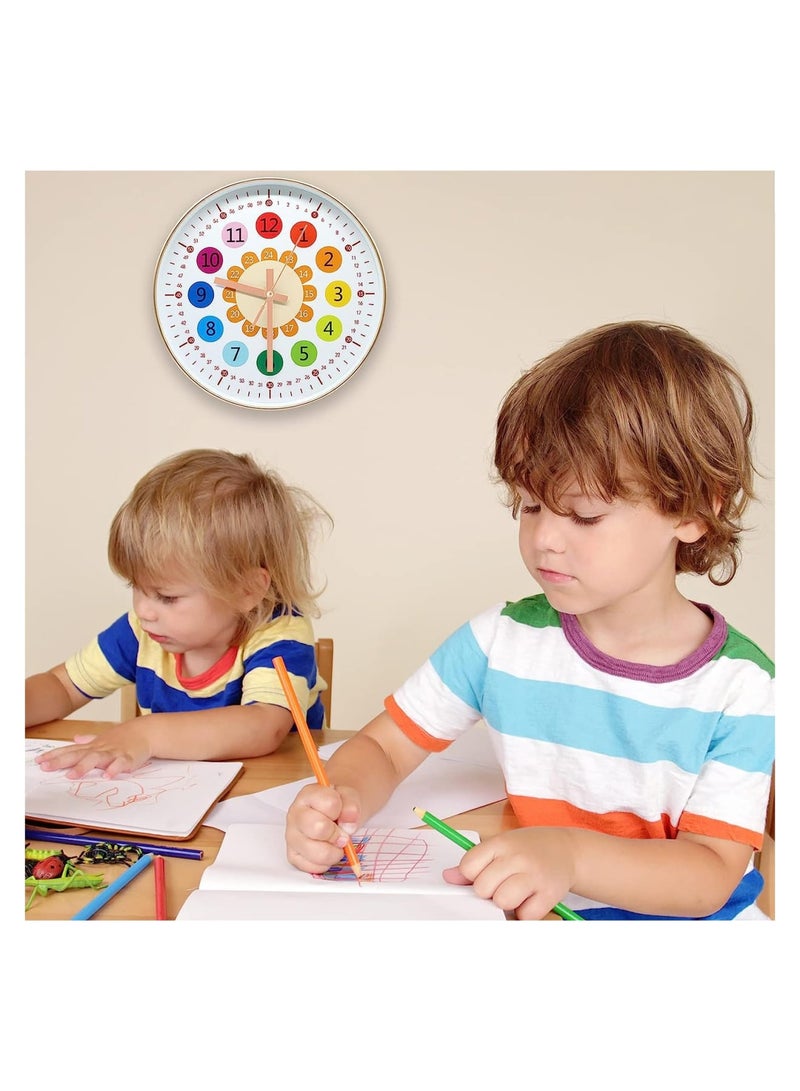 Zikra Learning Clock for Kids, Telling Time Teaching Clock, Kids Room Wall Decor, Silent Non Ticking Analog Battery Operated Learning Clock for Kids Room, Bedrooms, Playroom, School - Image 2