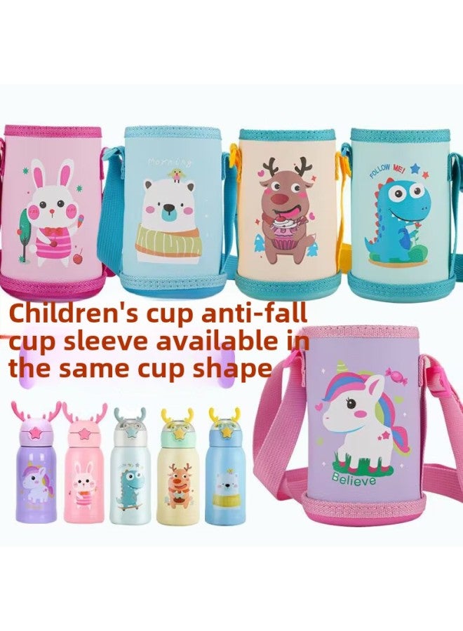 Children's Thermos Cup Cover Universal Thickened Cup Cover Crossbody Portable Rope Anti-fall Protective Cover Insulation Kettle Bag-Color:Thickened And Wear-resistant-pink Cat-Capacity:Default Items - Image 4