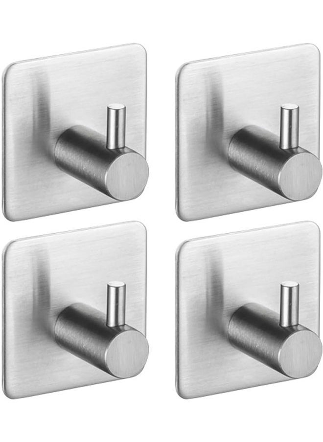 OASIS DESERT Adhesive Hook Heavy Duty Wall Hooks Waterproof Stainless Steel Towel Hooks Bathroom Coat Hook Self-Adhesive Wall Mounted Hook for Bathroom Kitchen 4 Pack  - Image 1