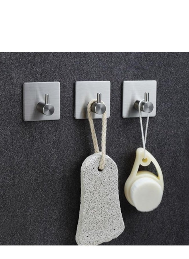 OASIS DESERT Adhesive Hook Heavy Duty Wall Hooks Waterproof Stainless Steel Towel Hooks Bathroom Coat Hook Self-Adhesive Wall Mounted Hook for Bathroom Kitchen 4 Pack  - Image 3