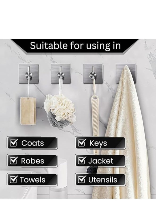 OASIS DESERT Adhesive Hook Heavy Duty Wall Hooks Waterproof Stainless Steel Towel Hooks Bathroom Coat Hook Self-Adhesive Wall Mounted Hook for Bathroom Kitchen 4 Pack  - Image 5