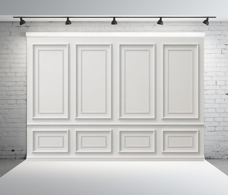 Loccor 7x5ft Fabric Empty White Room Wall Backdrop Interior Classical Vintage Wall Photography Background Wedding Baby Shower Photo Studio Props - Image 4