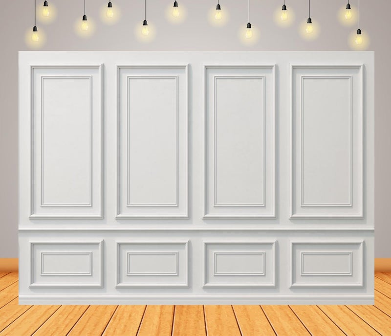 Loccor 7x5ft Fabric Empty White Room Wall Backdrop Interior Classical Vintage Wall Photography Background Wedding Baby Shower Photo Studio Props - Image 3