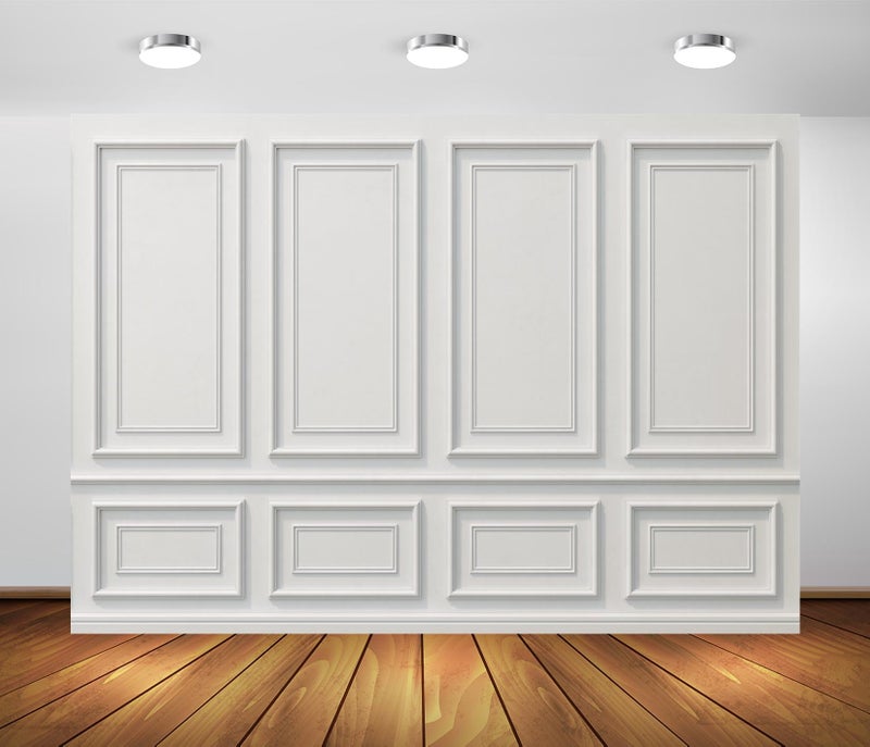 Loccor 7x5ft Fabric Empty White Room Wall Backdrop Interior Classical Vintage Wall Photography Background Wedding Baby Shower Photo Studio Props - Image 2