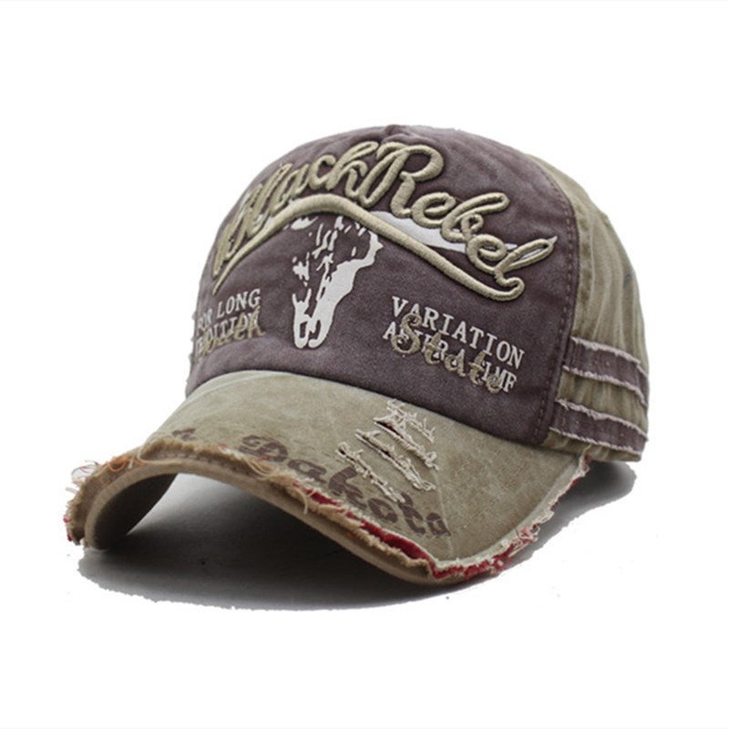 Washed Distressed Baseball Cap with Embroidered Letter Curved Brim Unisex Outdoor Retro Hat - Image 4