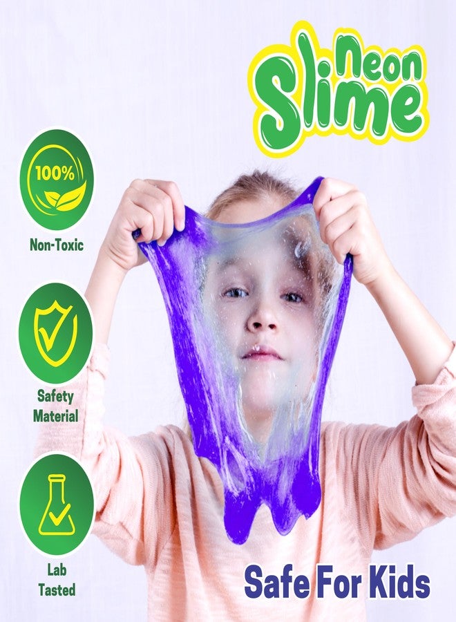 Chanak Neon Colored Glitter Scented Slime Kit - Soft, Non-Sticky, Stress-Relief Non-Toxic Squishy Slime Toy Multicolor for Kids for Boys Girls, Above 5+ Age Each 100ml (Pack of 4) - Image 5
