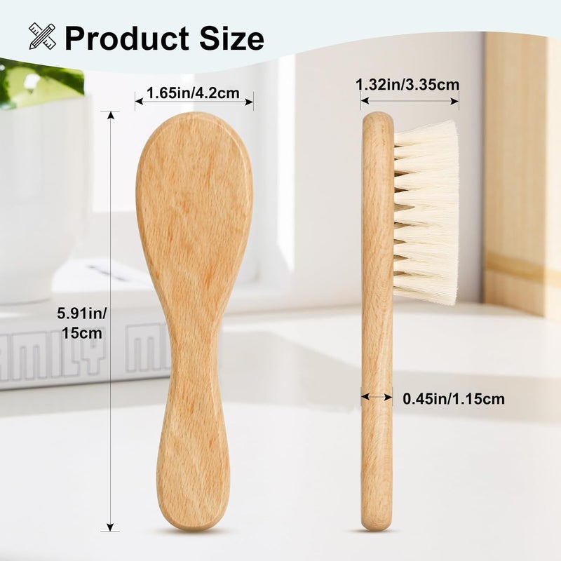 Molylove Baby Hair Brush Wooden Baby Hair Brush for Newborns  Toddlers Super Soft Goat Bristles Hair Brush Toddler Hair BrushIdeal for Cradle Cap 2PCS - Image 4