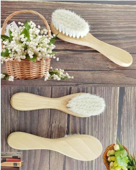 Molylove Baby Hair Brush Wooden Baby Hair Brush for Newborns  Toddlers Super Soft Goat Bristles Hair Brush Toddler Hair BrushIdeal for Cradle Cap 2PCS - Image 5