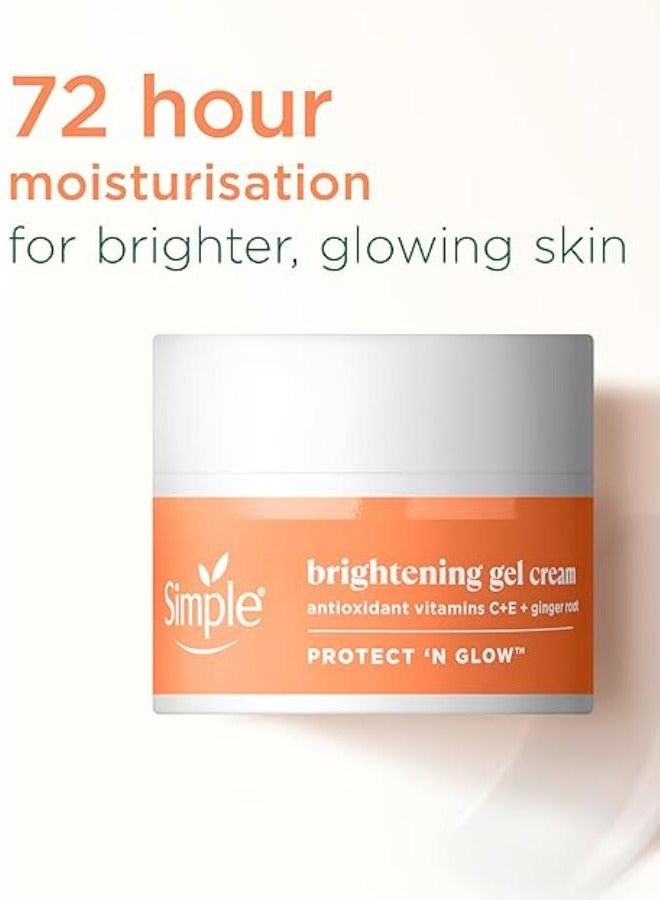 simple Glow Brightening Gel Face Cream Facial Moisturiser With Antioxidant Vitamins C & E And Ginger Root For A Radiant Glow 50 ml - Image 2