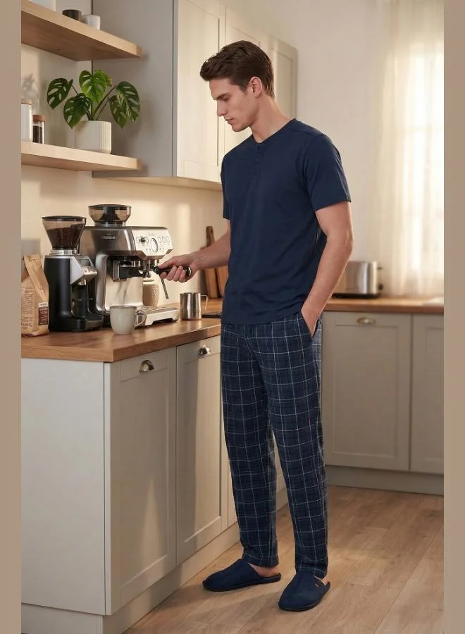 Buratti Cotton Regular Fit Plaid Short-Sleeve Pajama Set for Men PAJAMA SET 6096860