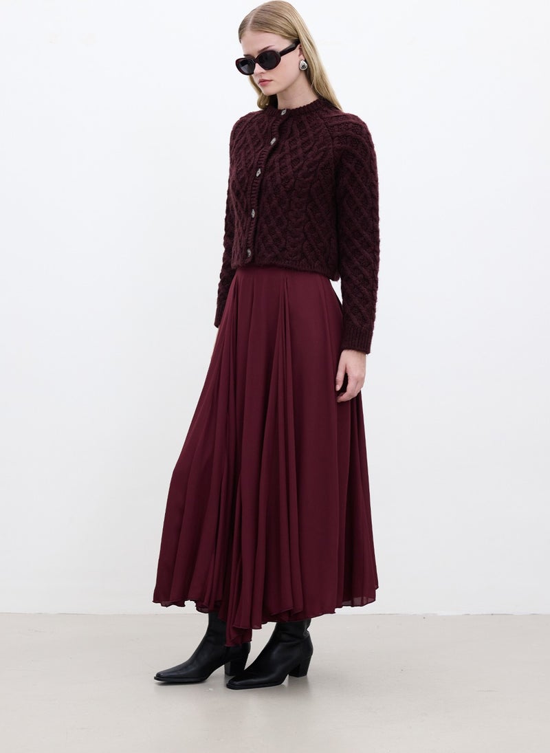 Manuka Hair Braided Cardigan Burgundy  - Image 1