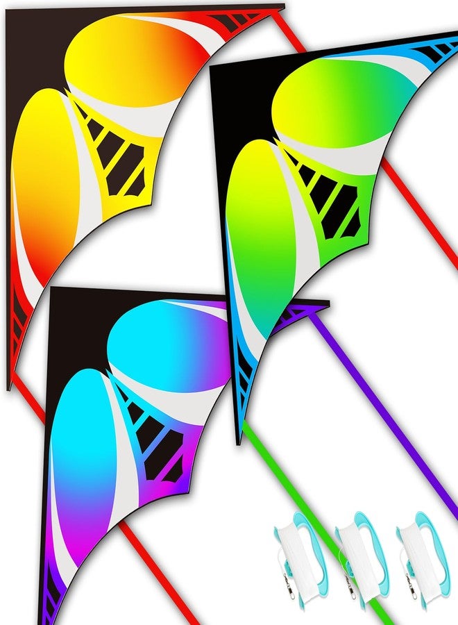 Honbo Rainbow Delta Kites for Kids and Adults- Easy Flyer - Kit Line and Swivel Included- Good for Outdoor Games and Summer The Beach Toys for Kids - Image 1