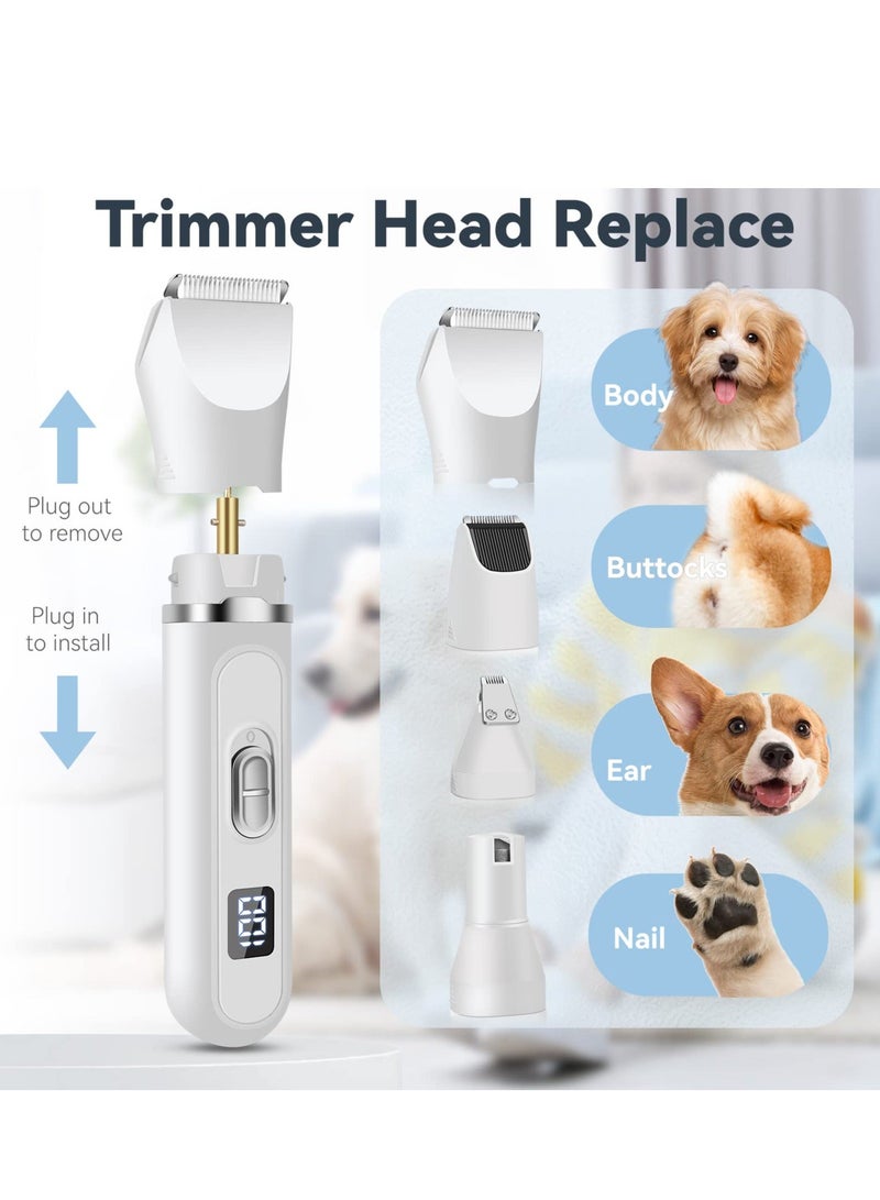 Electric Pet Trimmer Clippers, 4 in 1 Dog Grooming Kit, Cordless Low-Noise Rechargeable Kits with LED Display, Multifunctional Trimmers for Hair, Face and Paws