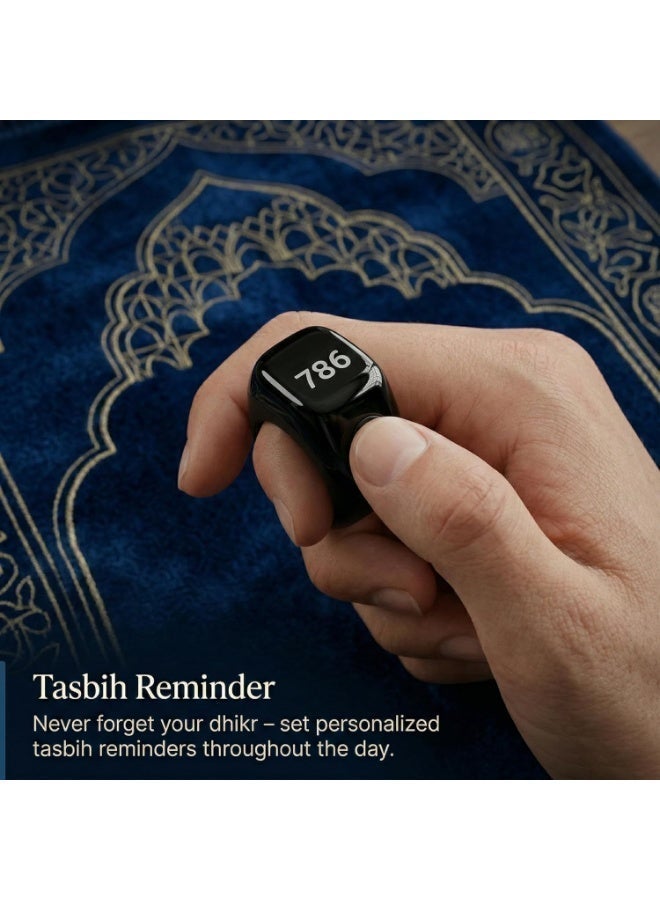 زاد خاتم تسبيح إلكتروني ZAD RING ZD-10 بتقنية ذكية، شاشة OLED عالية الوضوح، يدعم تنبيهات الأذكار وأوقات الصلاة، مقاوم للماء والغبار، مع 3 مقاسات مختلفة(18/20/22) - Image 4