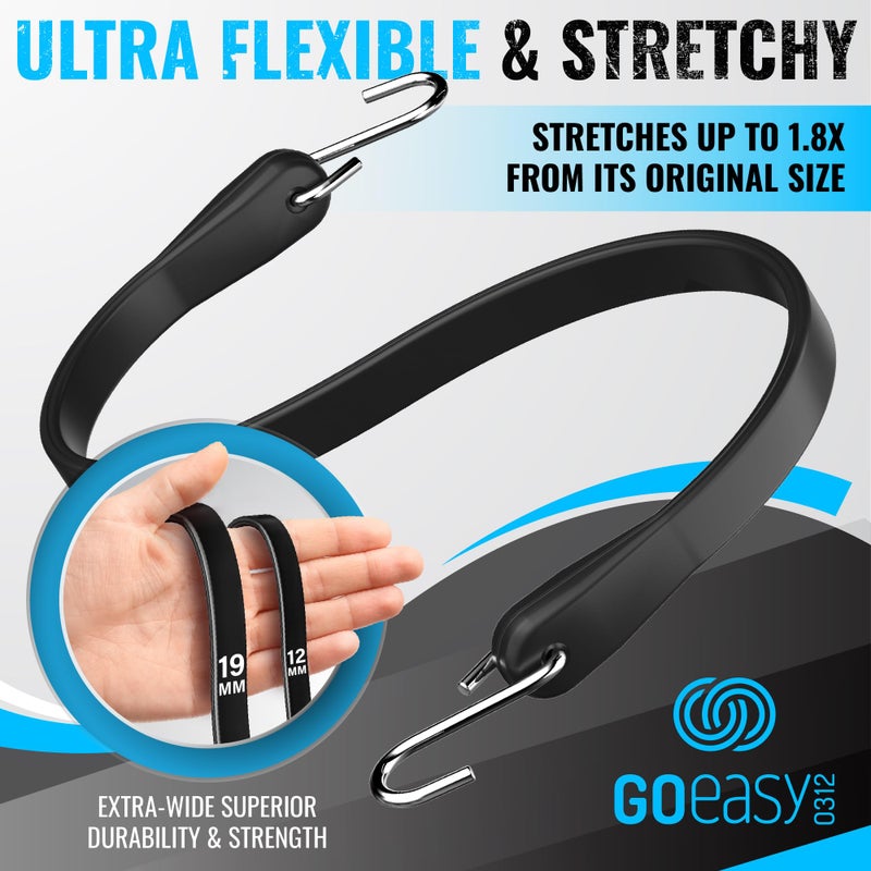 Goeasy0312 Rubber Bungee Cords With Hooks - Heavy Duty Max Stretch 1.8X & Over 180 Lbs Load  100% Epdm Bungee Straps  10""  15""  21""  31"" (10 Pack) For Cargo  Trucks & Outdoor Extreme Weather Use - Image 2