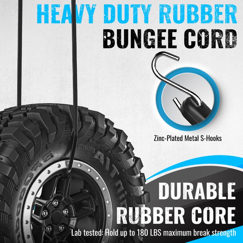 Goeasy0312 Rubber Bungee Cords With Hooks - Heavy Duty Max Stretch 1.8X & Over 180 Lbs Load  100% Epdm Bungee Straps  10""  15""  21""  31"" (10 Pack) For Cargo  Trucks & Outdoor Extreme Weather Use - Image 4