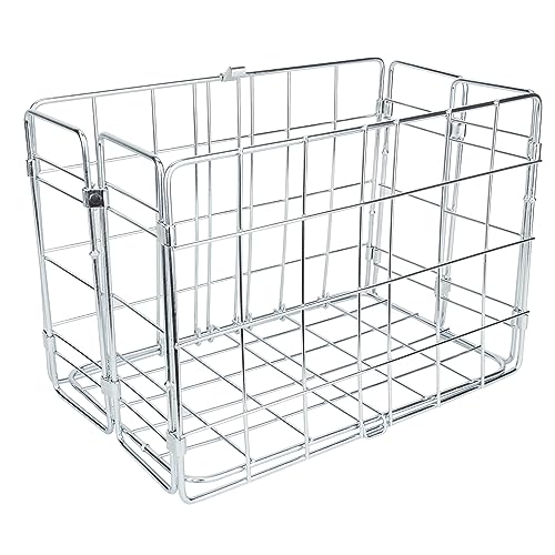 Wald Rear Folding Bicycle Basket (12.75 x 7.25 x 8.5, Silver) W582 - Image 1