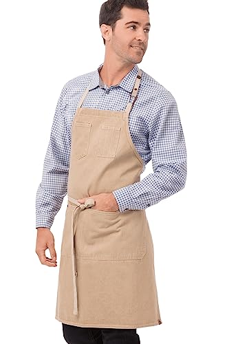 Chef Works Unisex Austin Bib Apron, Natural, One Size - Image 4
