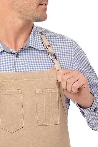 Chef Works Unisex Austin Bib Apron, Natural, One Size - Image 3