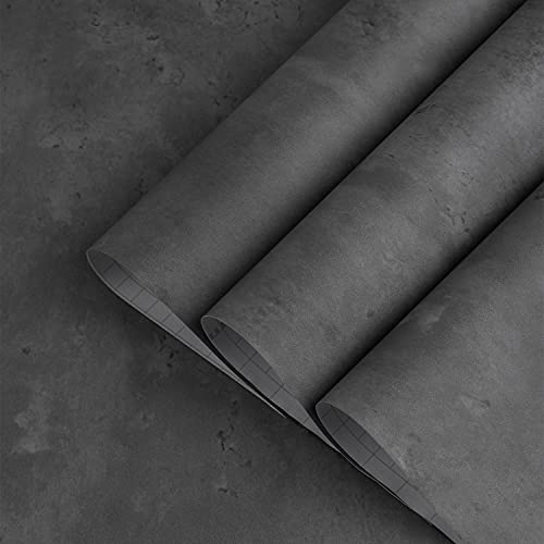 TOTIO Gray Concrete Wallpaper Matte Thick Dark Grey Cement Contact Paper Peel Stick Countertop Cover Removable Waterproof Adhesive Furniture Stickers Industrial Style Vinyl Wall Paper 24x354 inch - Image 2