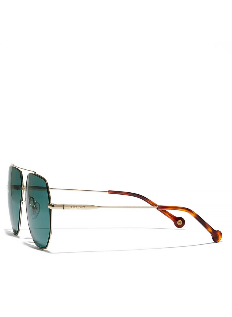 30Sundays HOT SHOT Men Green Sunglasses - Frame Material: Metal - Lens Color: Green- Frame Color: Gold - Full Rim - Image 3