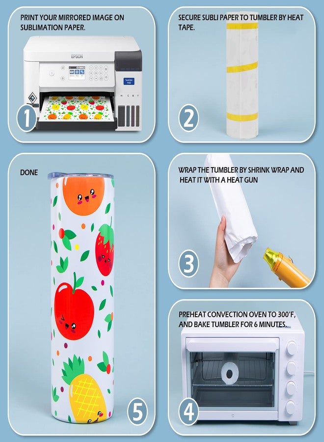 HTVRONT Shrink Wrap for Sublimation Tumblers 5X10 Inch - 50PCS Sublimation Shrink Wrap Sleeves, Heat-Resistant Tumbler Shrink Wrap Film - Image 5