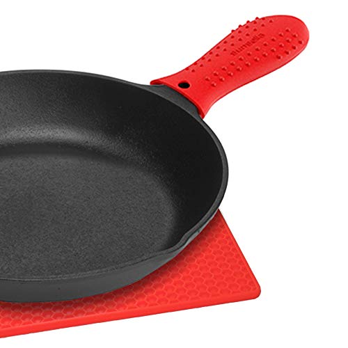 Sunsella Silicone Cast Iron Potholder Set - Hot Handle Holder with 2 x Pan Scrapers & Silicone Hot Pad - Image 1