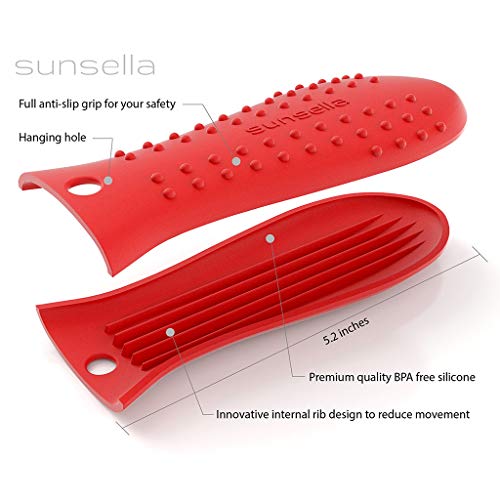 Sunsella Silicone Cast Iron Potholder Set - Hot Handle Holder with 2 x Pan Scrapers & Silicone Hot Pad - Image 3