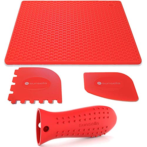 Sunsella Silicone Cast Iron Potholder Set - Hot Handle Holder with 2 x Pan Scrapers & Silicone Hot Pad - Image 2