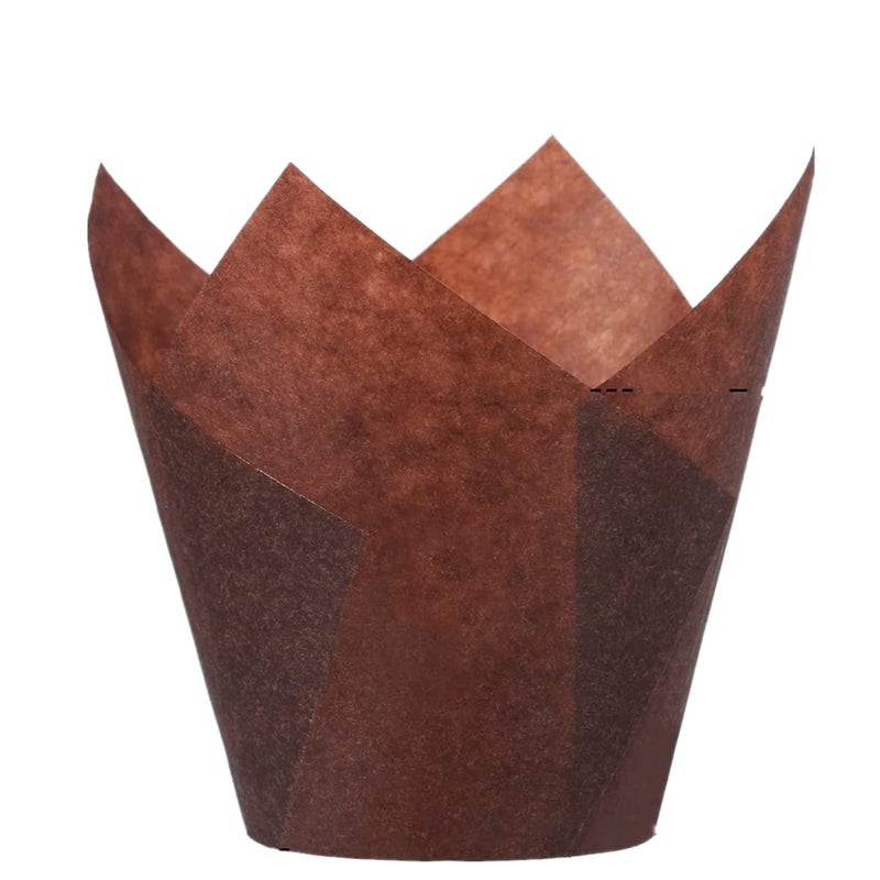 200pcs Tulip Cupcake Liners Standard Greaseproof Paper Baking Cups Muffin Liners Holders Perfect for Bridal Showers Baby Showers Birthday Parties Banquets and Catering Events Brown