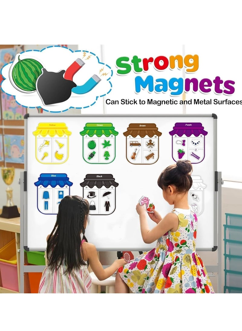 SOLARAE ألعاب فرز الألوان المغناطيسية، ملصقات مغناطيسية، ملصقات مغناطيسية ملهمة للتعلم الإبداعي، نشاط تعلم ما قبل المدرسة، ملصقات مغناطيسية للأطفال (11 لون) - Image 3