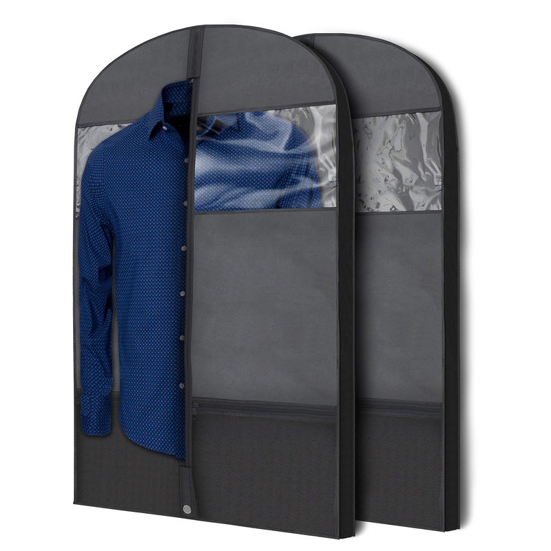 Plixio Plixio 43 Black Garment Bags for Travel or Hanging Clothes Storage  Suit Bags Carriers Covers for Men  Women  Dresses Shirts Fur Coats Jackets  Zippered Breathable Gusset Clothing Storage Bags 
